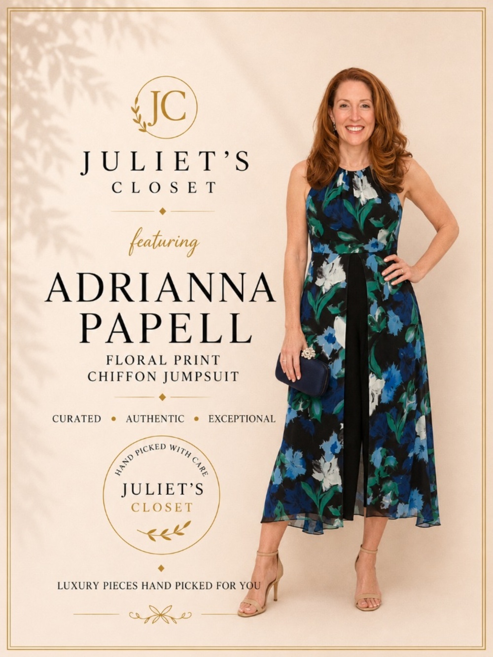 Adrianna Papell Floral Print Chiffon jumpsuit | Size 10